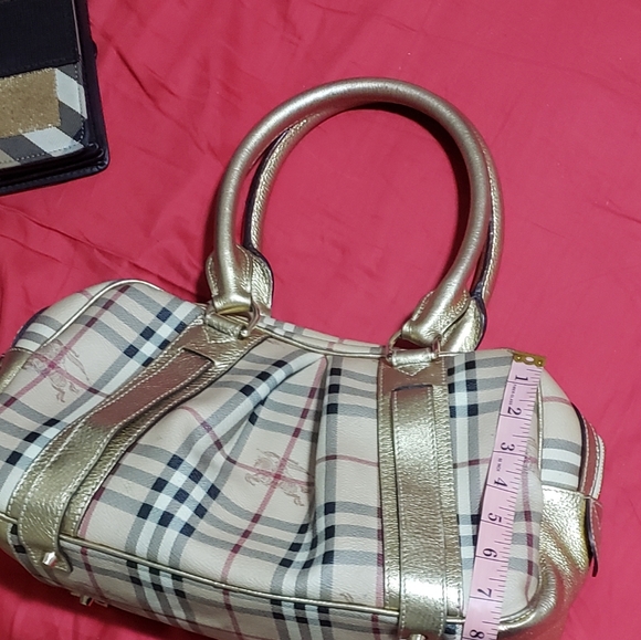 BURBERRY Plaid and Gold Metallic Handbag - Picture 10 of 16